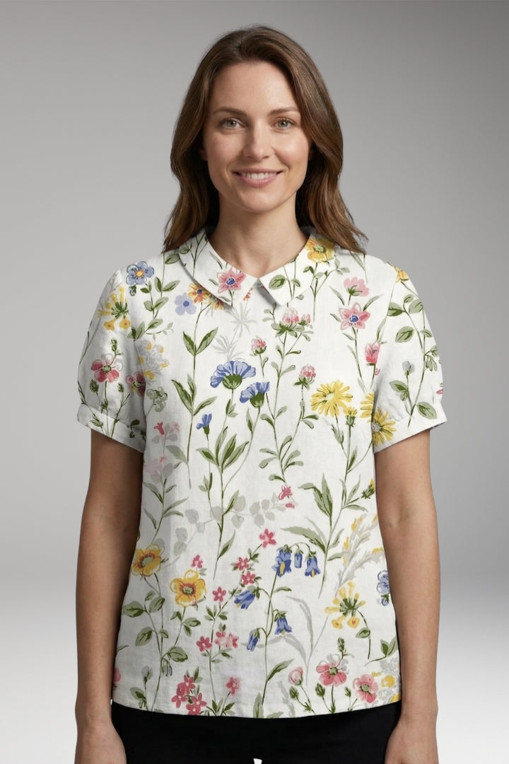 Women’s Shirt with Collar Neckline and Short Sleeves