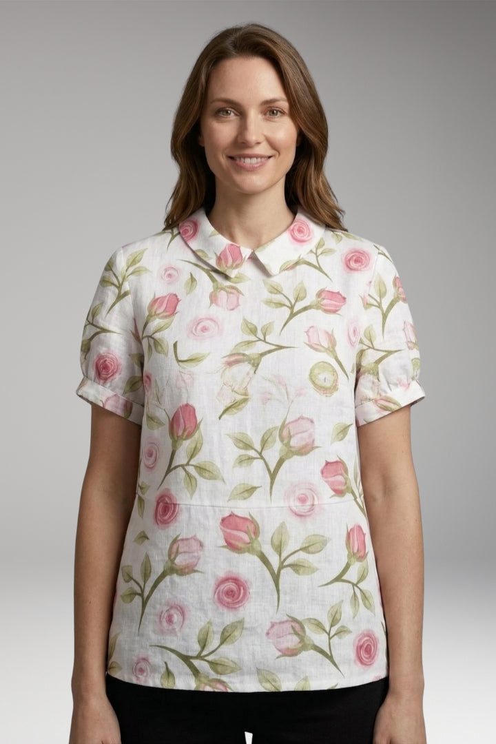Women’s Shirt with Collar Neckline and Short Sleeves