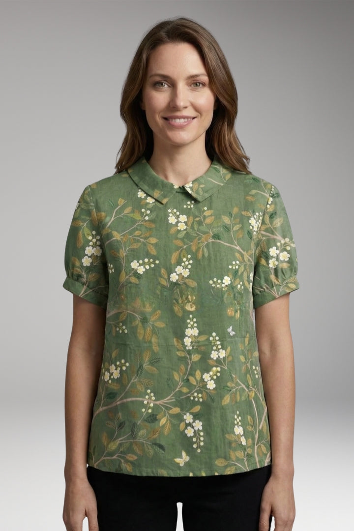 Women’s Shirt with Collar Neckline and Short Sleeves