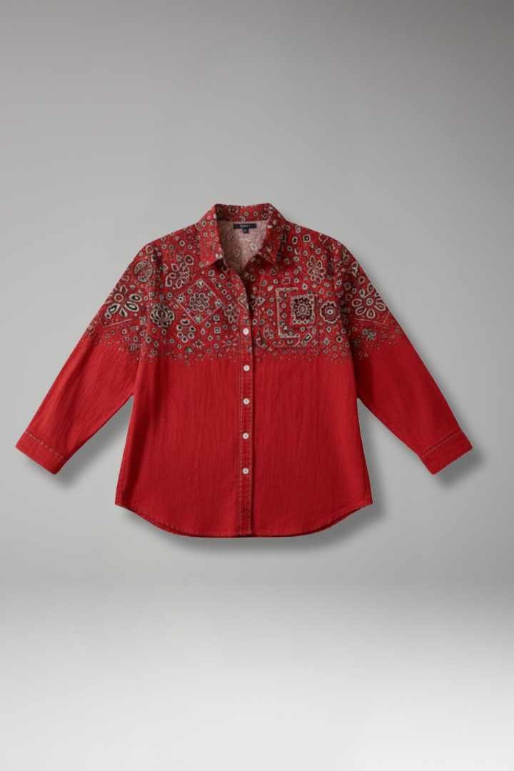 Women’s Shirt with Collar and Button Fastening