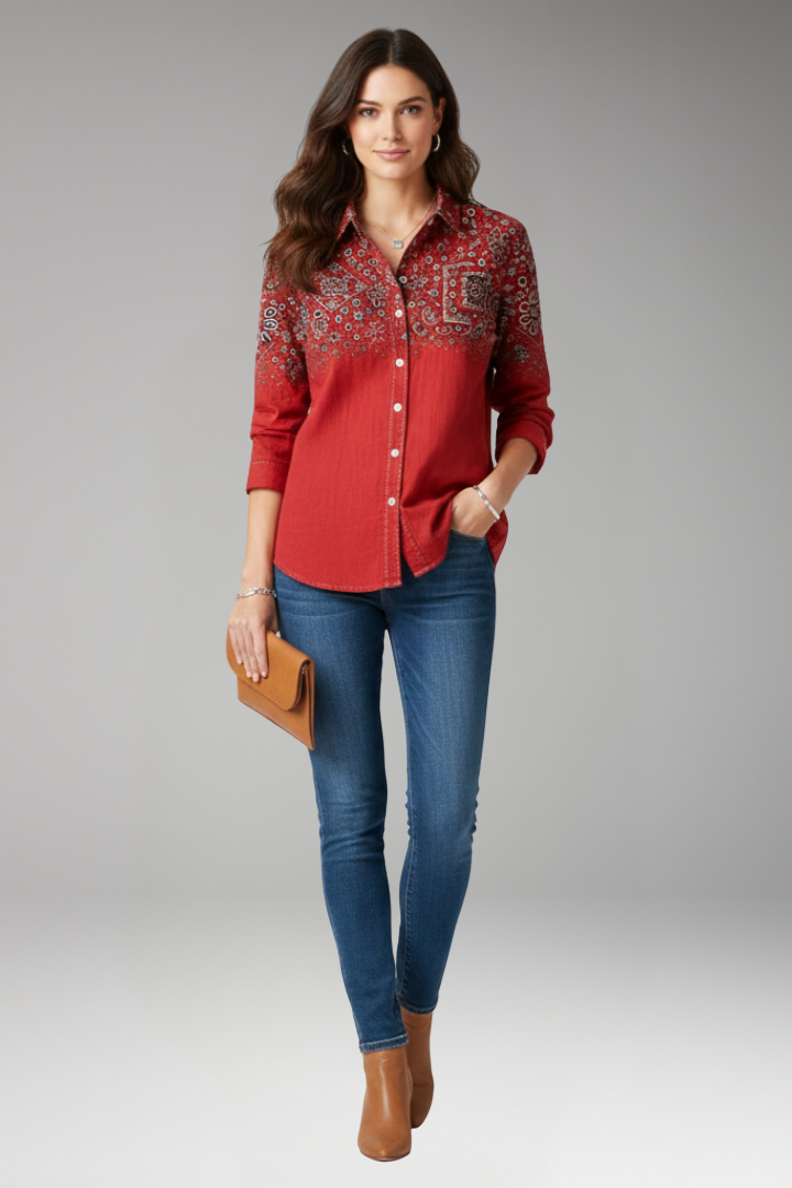Women’s Shirt with Collar and Button Fastening