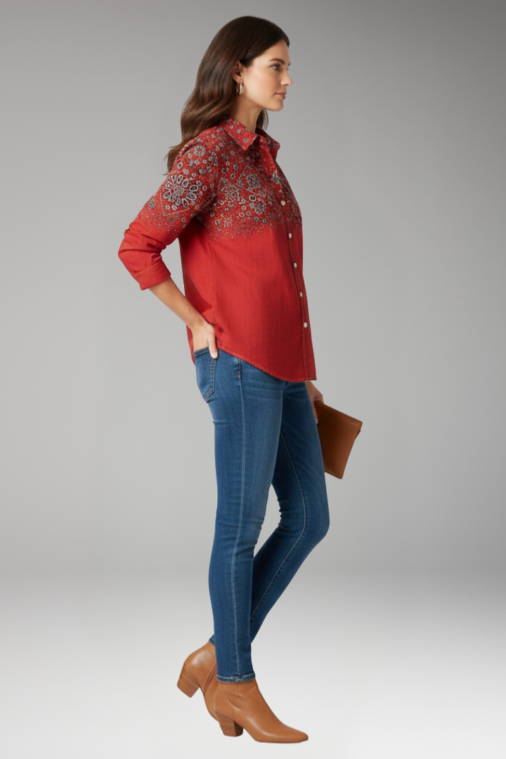 Women’s Shirt with Collar and Button Fastening