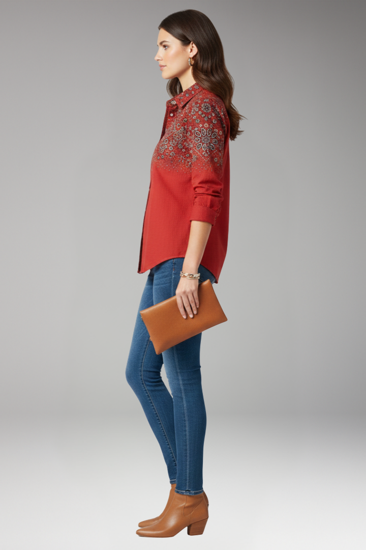 Women’s Shirt with Collar and Button Fastening