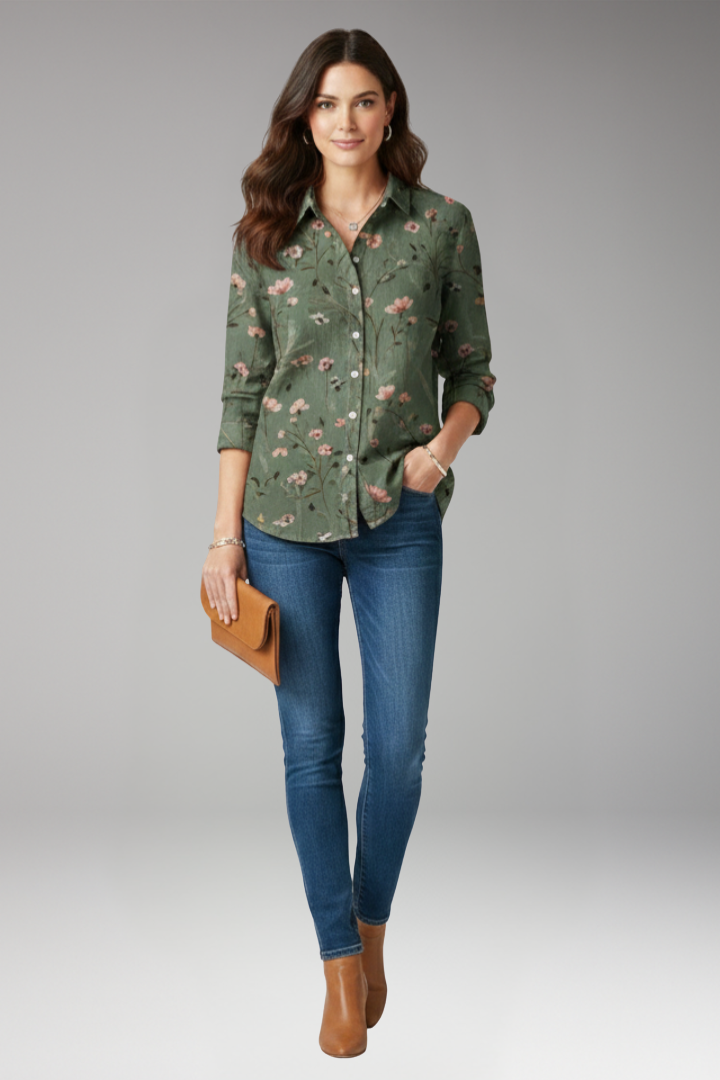 Women’s Shirt with Collar and Button Fastening
