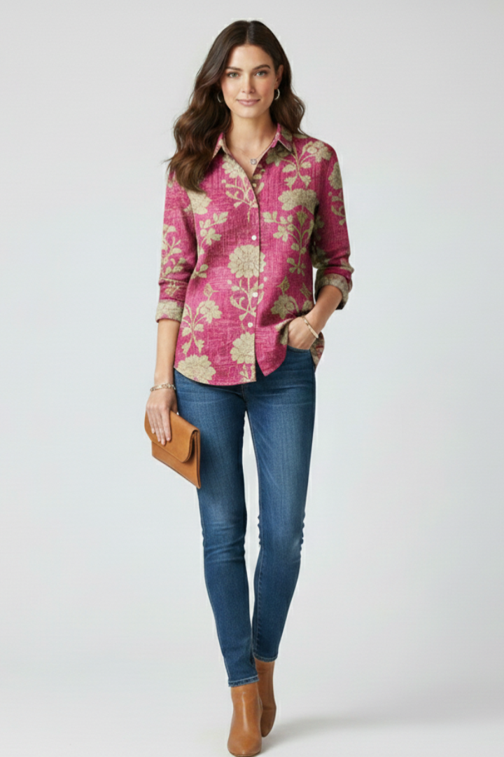 Women’s Shirt with Collar and Button Fastening