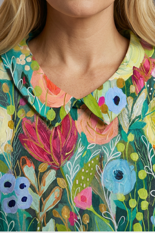 Women's Shirt with Floral Pattern and Lightweight Fabric
