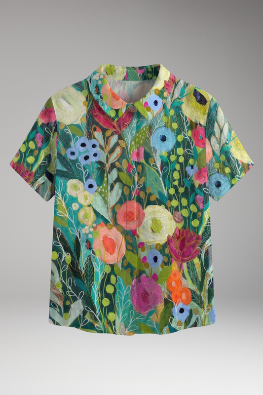 Women's Shirt with Floral Pattern and Lightweight Fabric