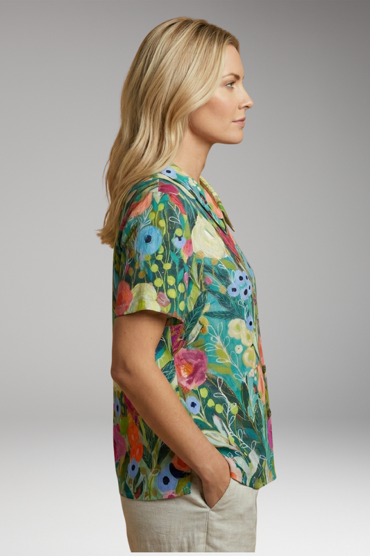 Women's Shirt with Floral Pattern and Lightweight Fabric