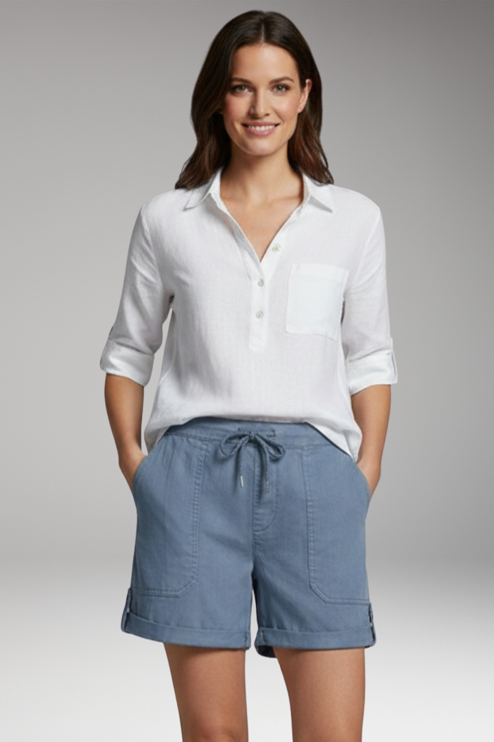Women's Shorts with Drawstring Waist and Rolled Hem