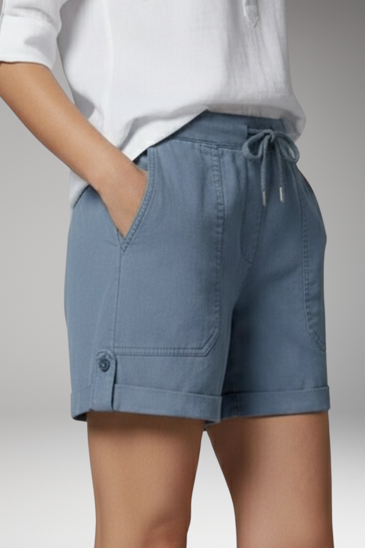 Women's Shorts with Drawstring Waist and Rolled Hem