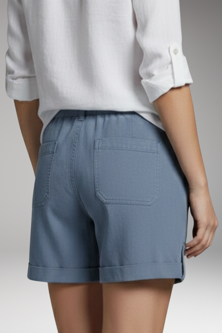 Women's Shorts with Drawstring Waist and Rolled Hem