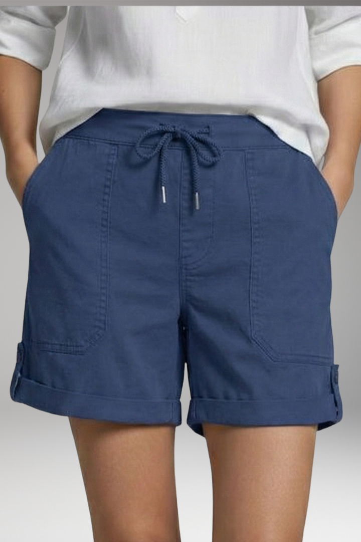 Women's Shorts with Drawstring Waist and Rolled Hem