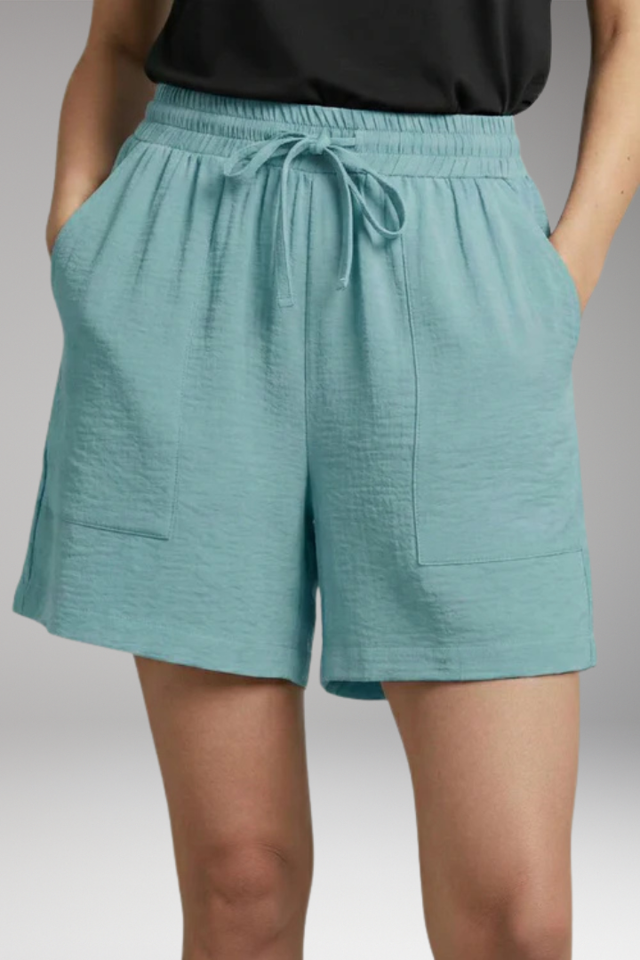 Women's Shorts with Elastic Waist and Patch Pockets
