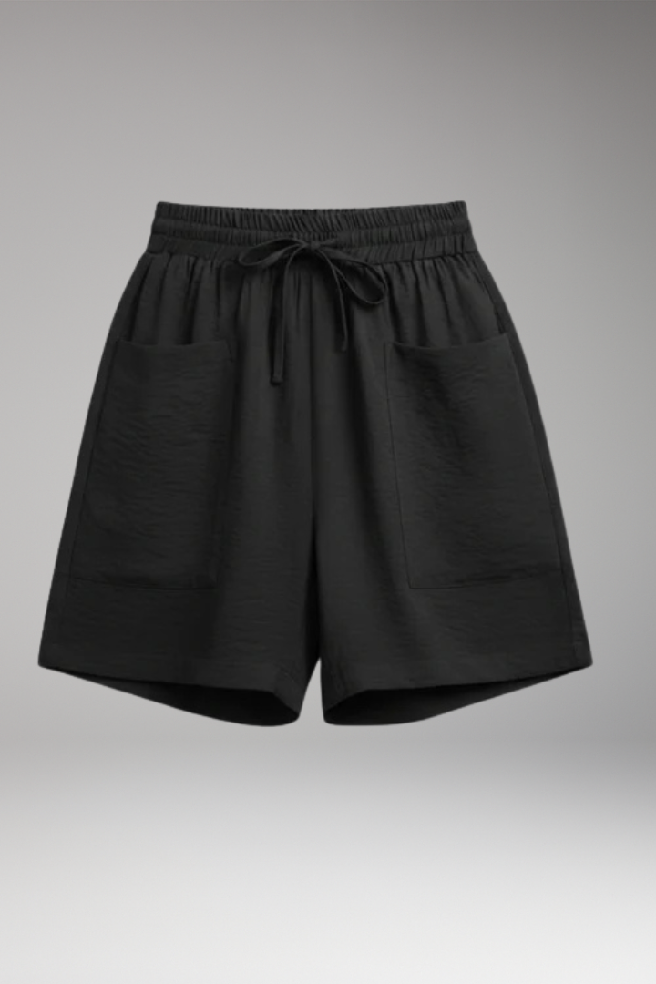 Women's Shorts with Elastic Waist and Patch Pockets
