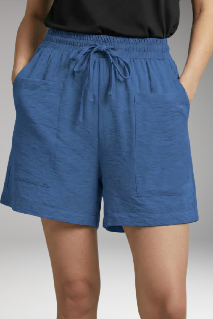 Women's Shorts with Elastic Waist and Patch Pockets