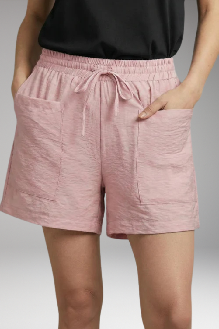 Women's Shorts with Elastic Waist and Patch Pockets