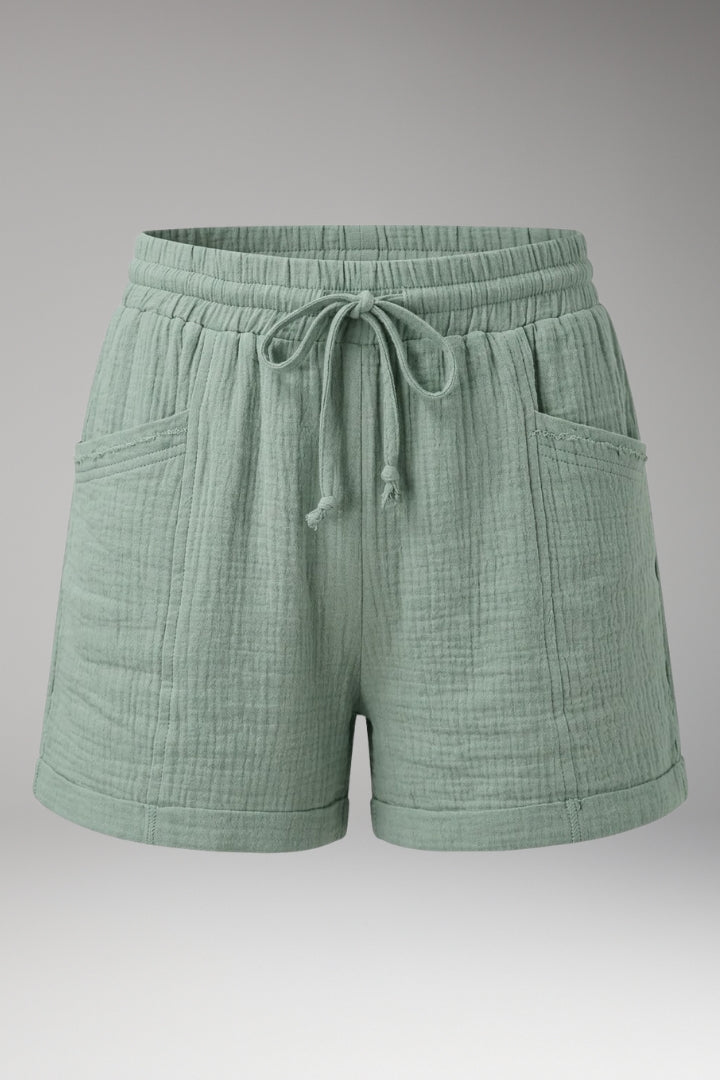 Women's Shorts with Elastic Waistband and Side Pockets
