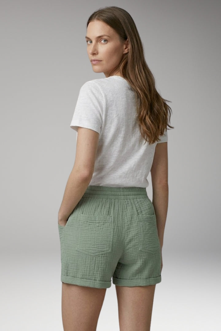 Women's Shorts with Elastic Waistband and Side Pockets