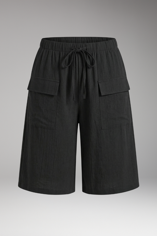 Women's Shorts with Elasticated Waistband and Front Pockets