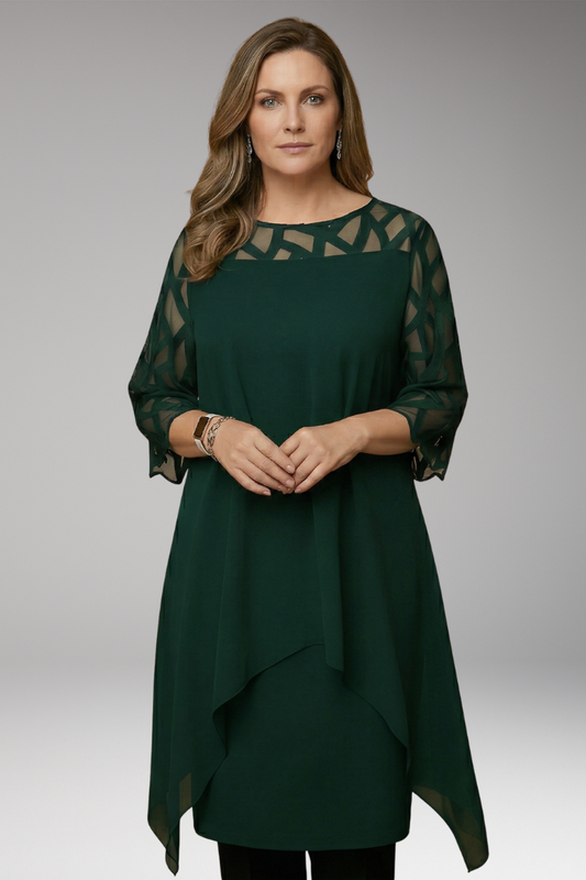 Women's Dress with Adjustable Waist and Flowing Skirt