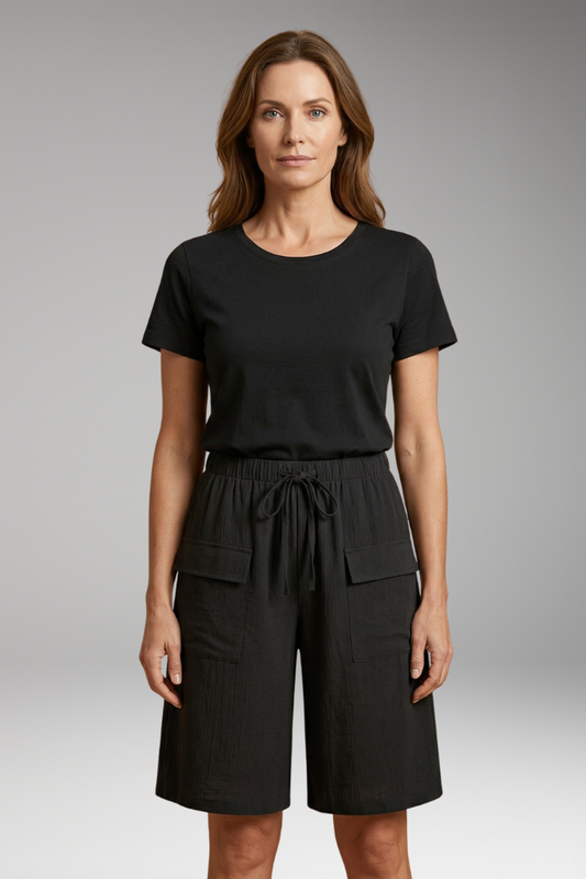 Women's Shorts with Elasticated Waistband and Front Pockets