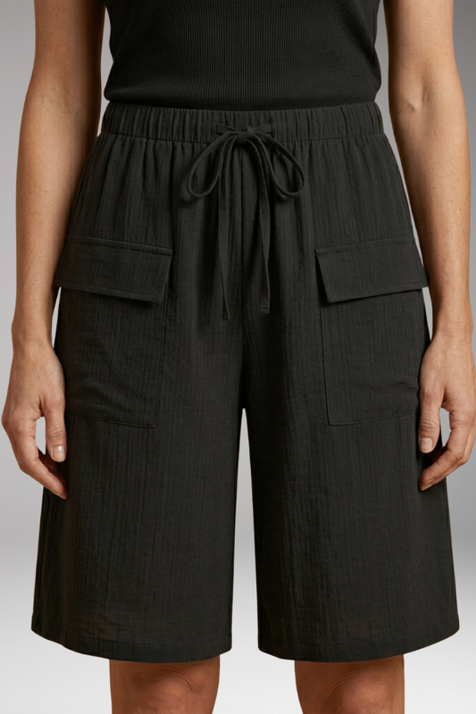 Women's Shorts with Elasticated Waistband and Front Pockets