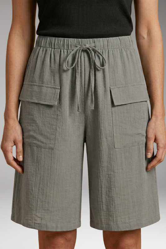 Women's Shorts with Elasticated Waistband and Front Pockets