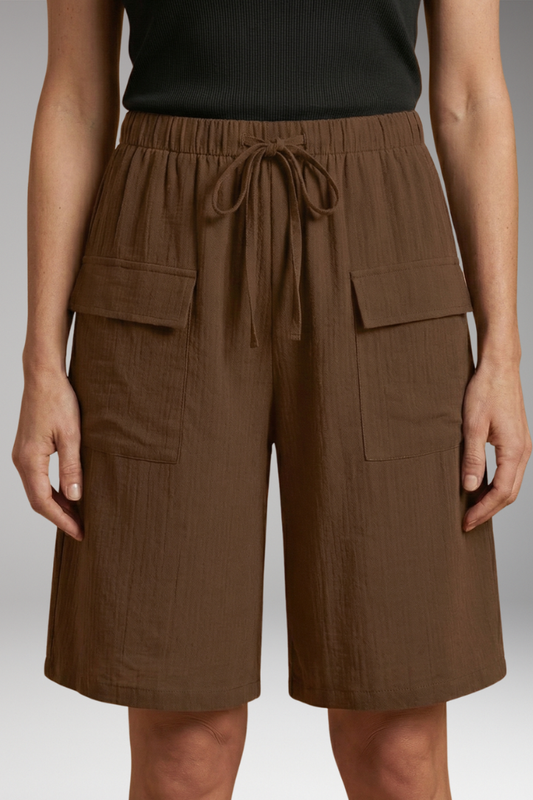 Women's Shorts with Elasticated Waistband and Front Pockets