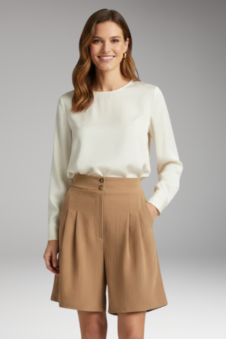 Women’s High-Waisted Shorts with Button Closure