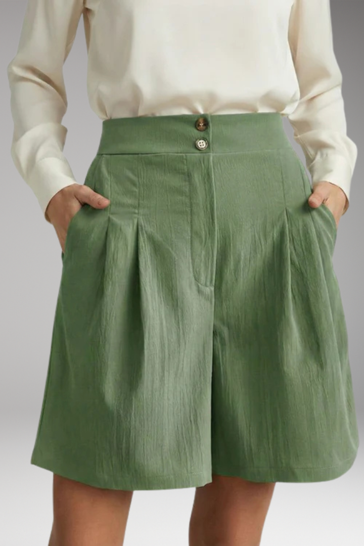 Women’s High-Waisted Shorts with Button Closure