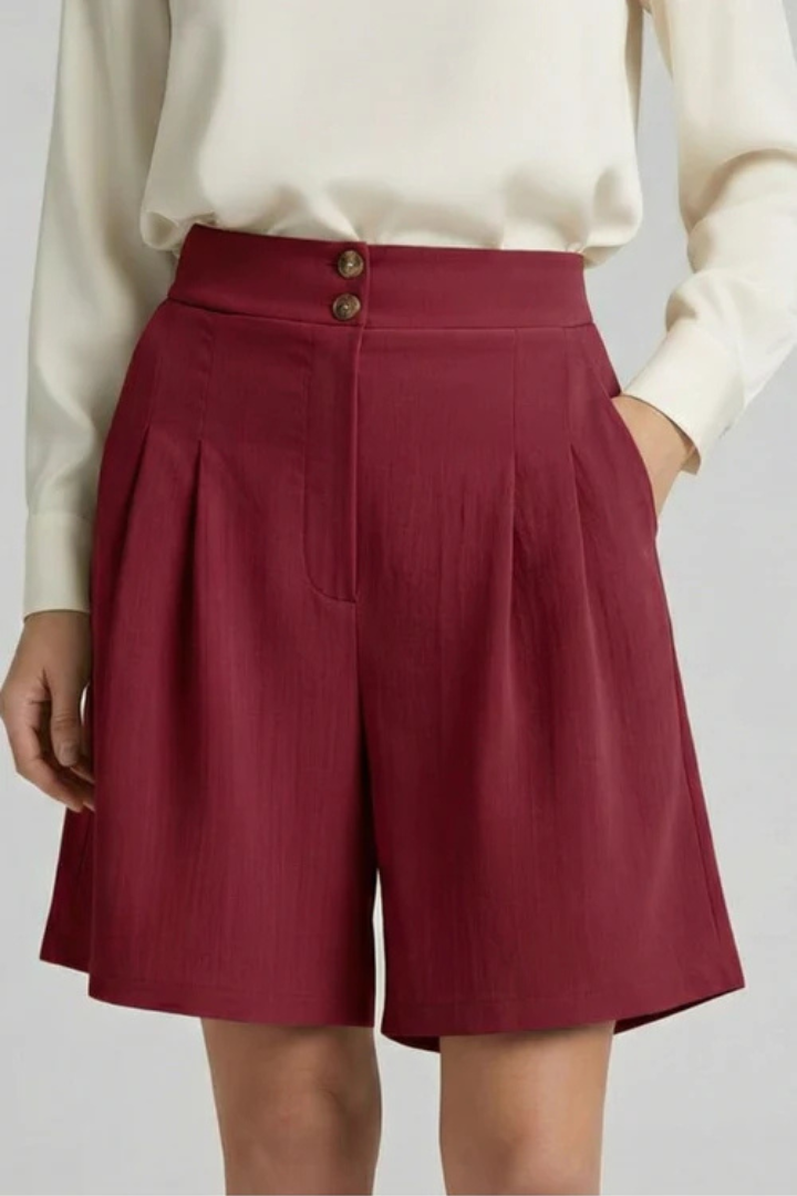 Women’s High-Waisted Shorts with Button Closure