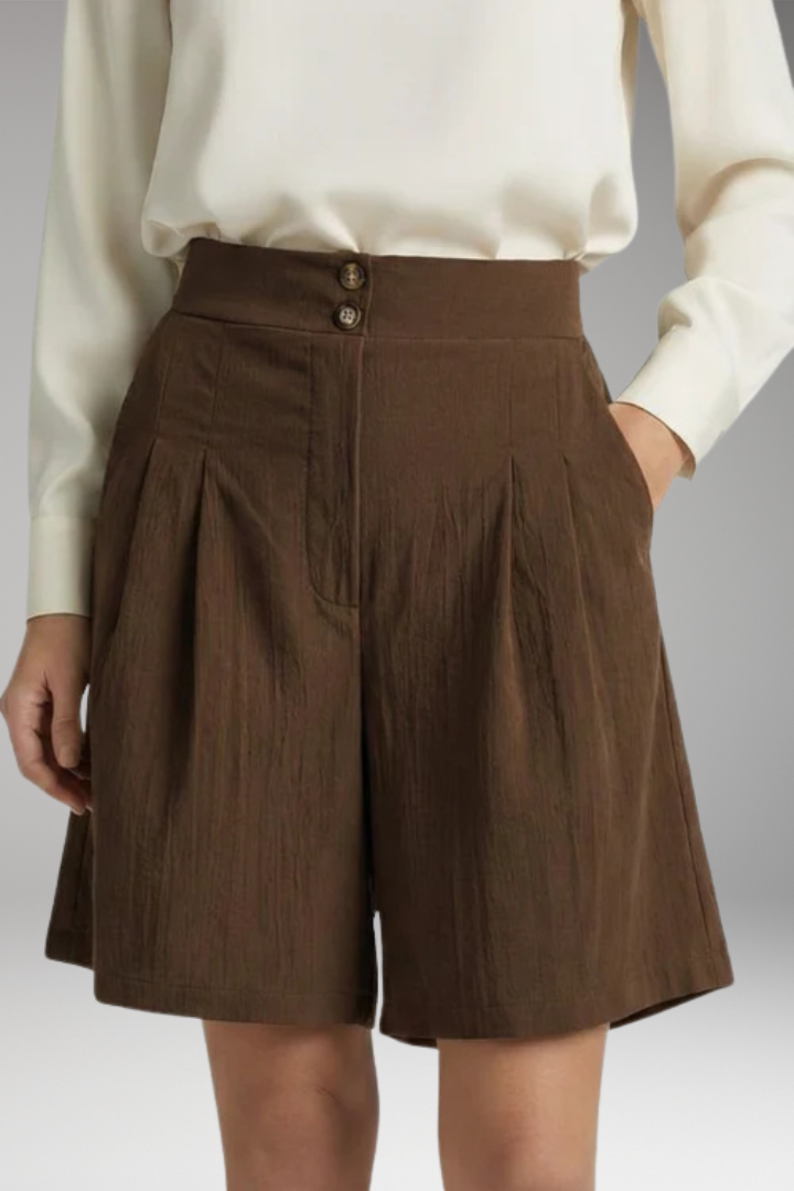 Women’s High-Waisted Shorts with Button Closure