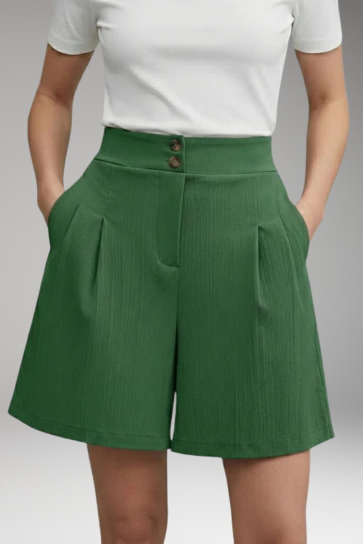 Women's High-Waisted Shorts with Button Placket