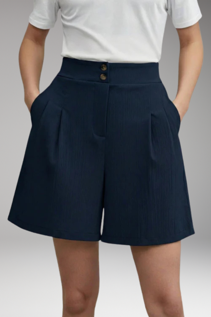 Women's High-Waisted Shorts with Button Placket