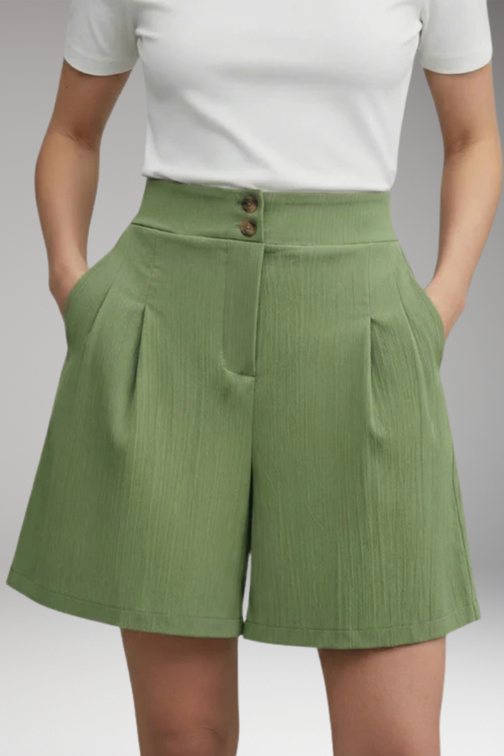 Women's High-Waisted Shorts with Button Placket