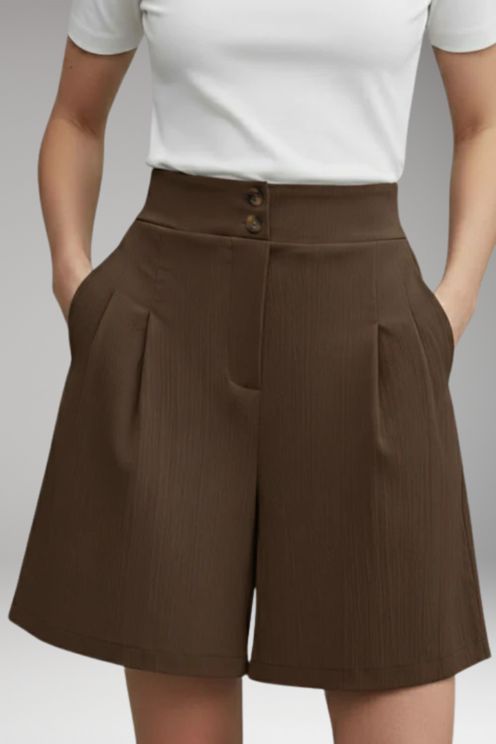 Women's High-Waisted Shorts with Button Placket