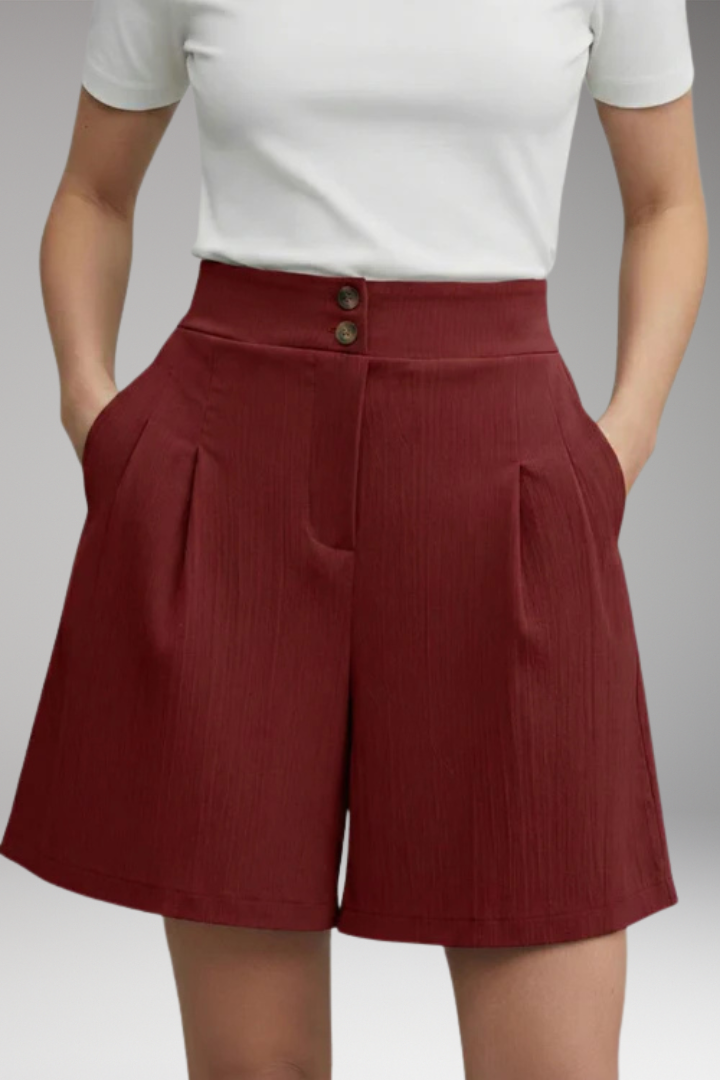 Women's High-Waisted Shorts with Button Placket