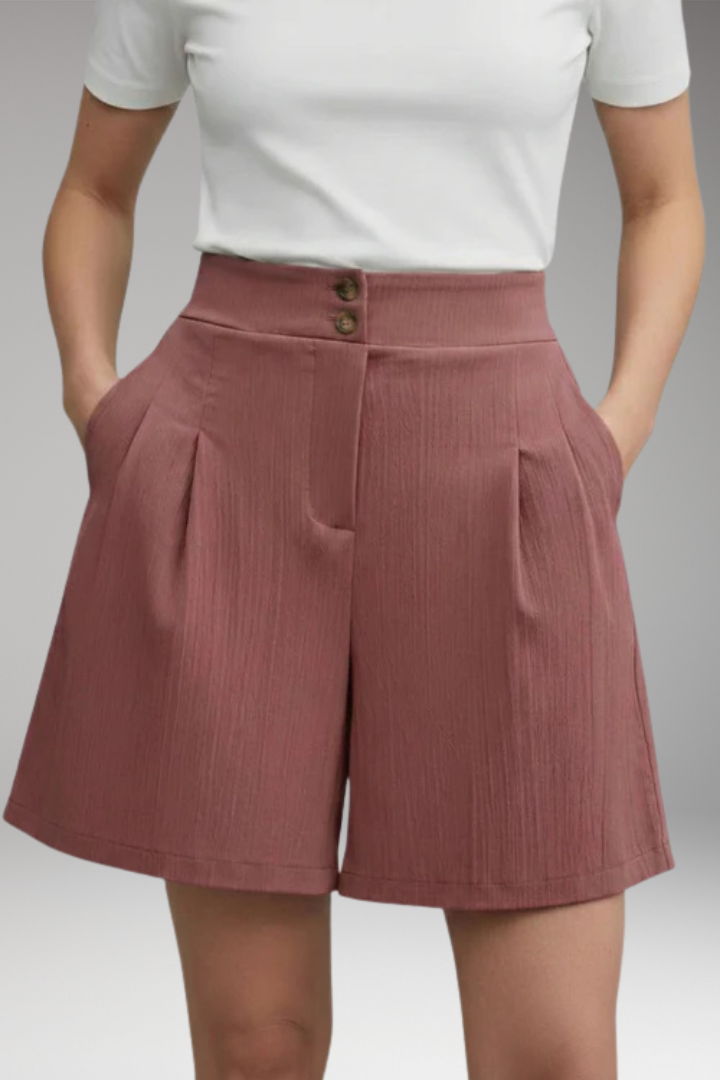 Women's High-Waisted Shorts with Button Placket