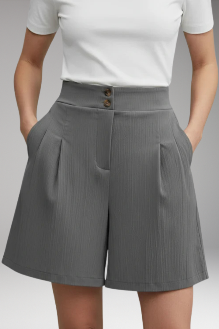 Women's High-Waisted Shorts with Button Placket