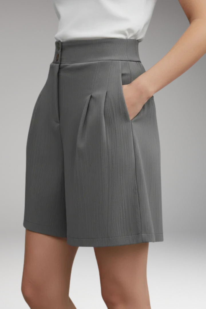 Women's High-Waisted Shorts with Button Placket