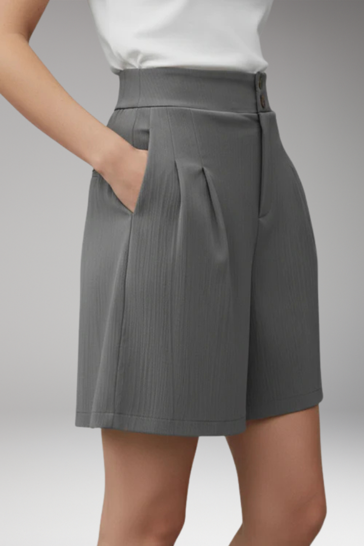Women's High-Waisted Shorts with Button Placket