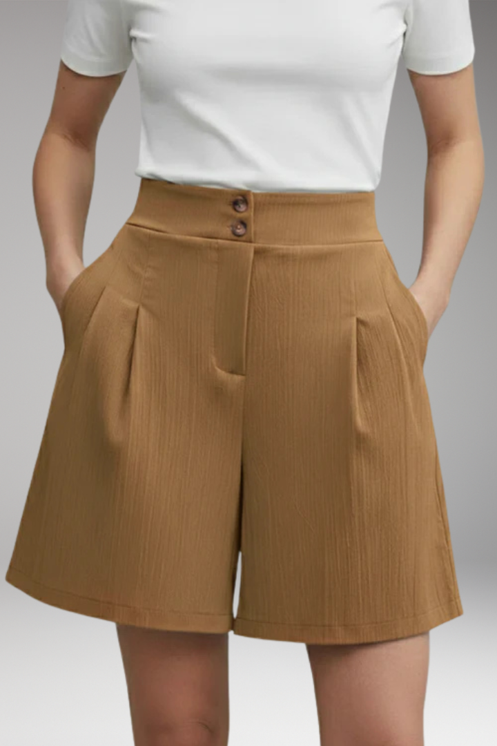 Women's High-Waisted Shorts with Button Placket