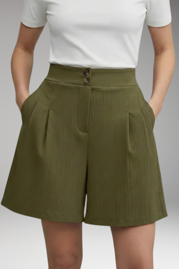 Women's High-Waisted Shorts with Button Placket