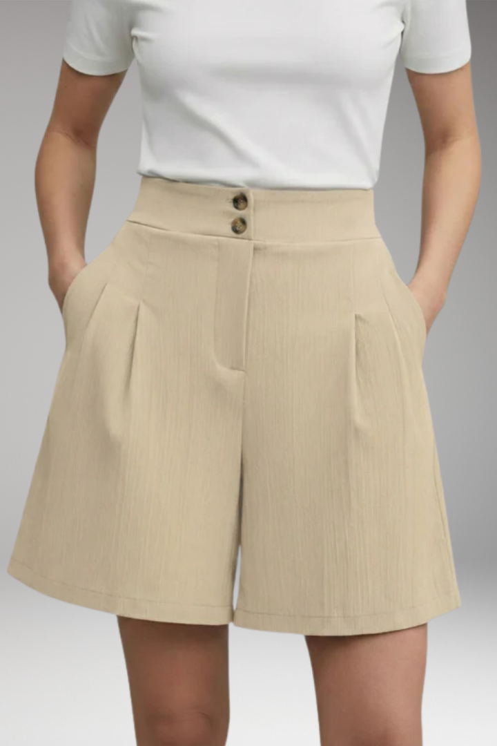 Women's High-Waisted Shorts with Button Placket