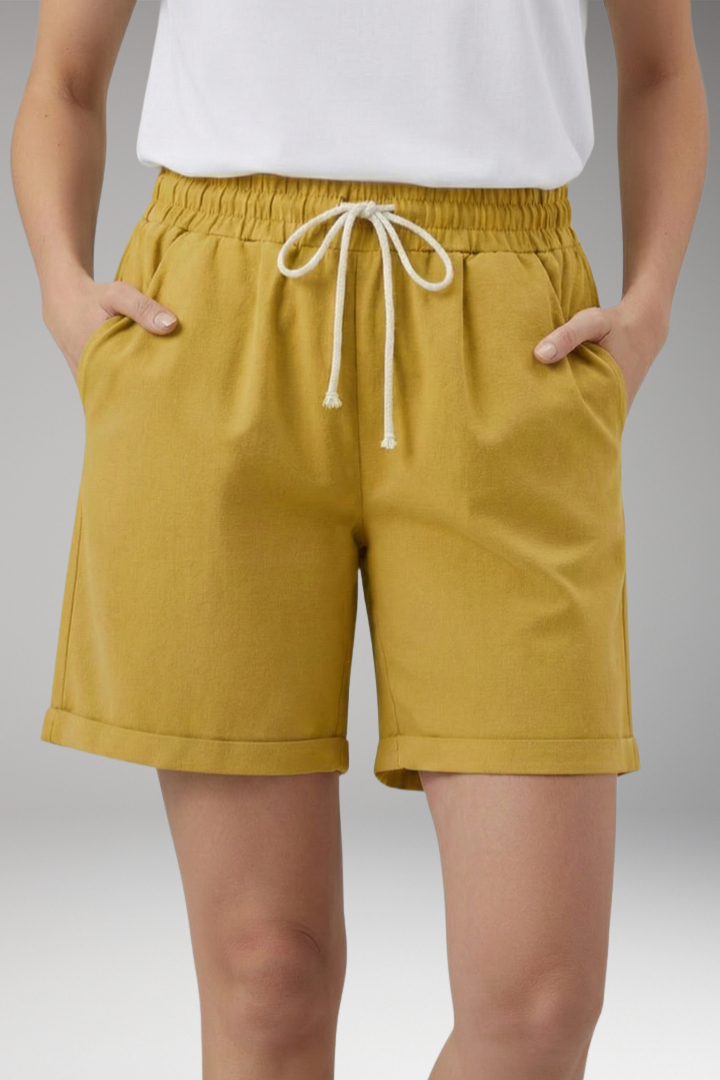 Women's Shorts with Side Pockets and Rolled Hem
