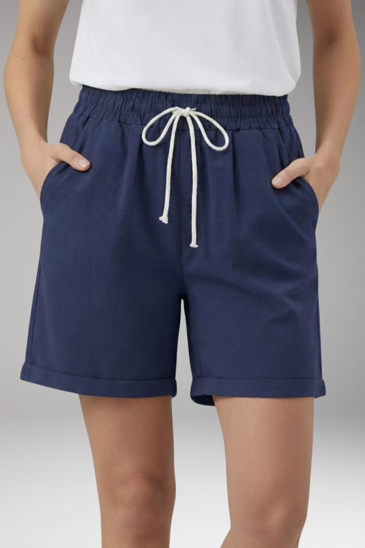 Women's Shorts with Side Pockets and Rolled Hem