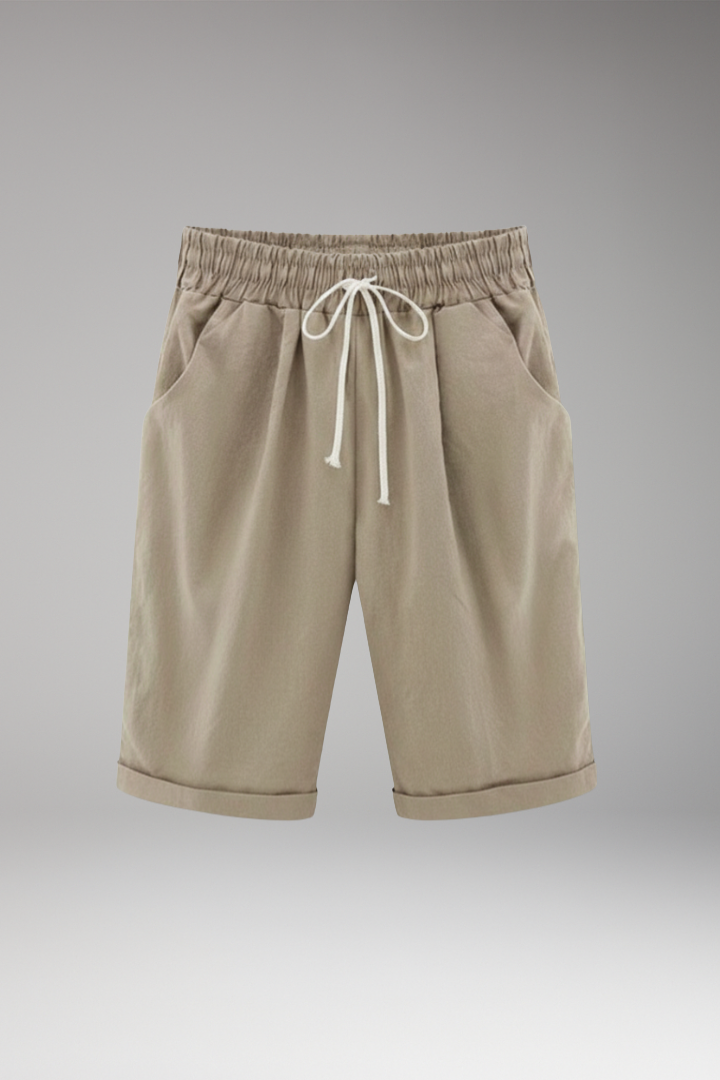 Women's Shorts with Side Pockets and Rolled Hem