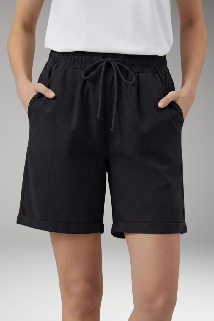 Women's Shorts with Side Pockets and Rolled Hem