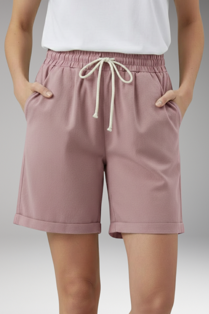 Women's Shorts with Side Pockets and Rolled Hem