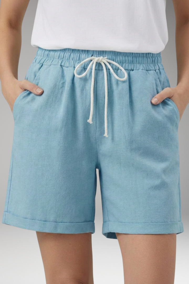 Women's Shorts with Side Pockets and Rolled Hem